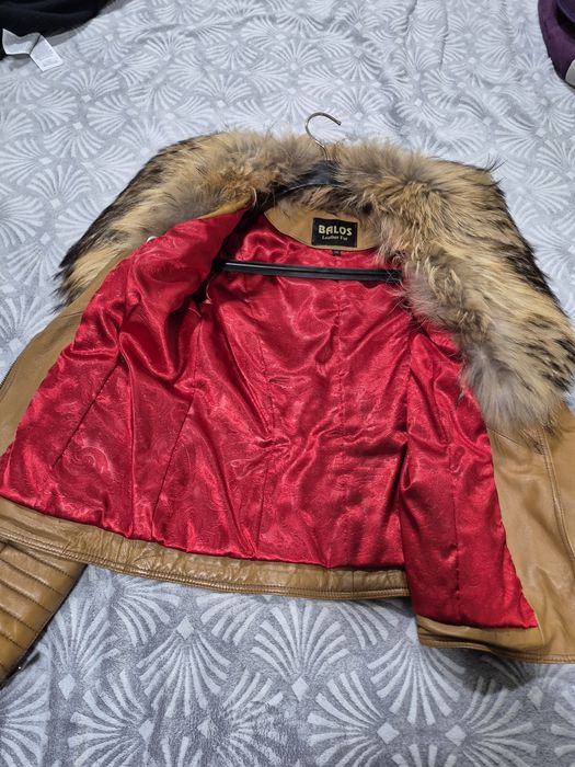 Кожено яке с естествен косъм