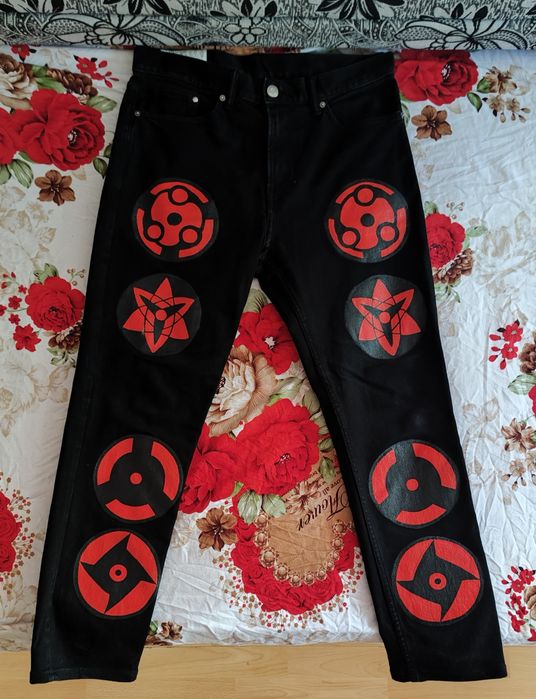Blugi Negri Custom cu tematică Naruto