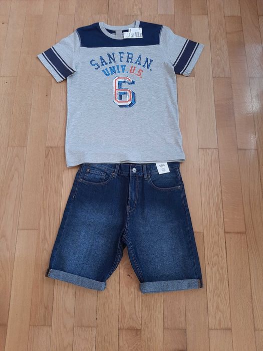 НОВ къс панталон H&M, нови блузки H&M и яке Kipsta за 12г. момче.