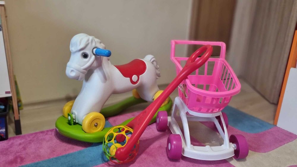 Сет конче-люлка,пазарска количка и играчка за бутане