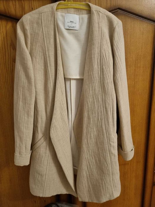 Vand sacou lung dama din in 100% marime M/L, bej, nou fara eticheta