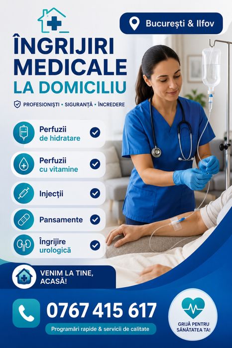 Asistent medical ingrijire la domiciliu perfuzii injectii sonde