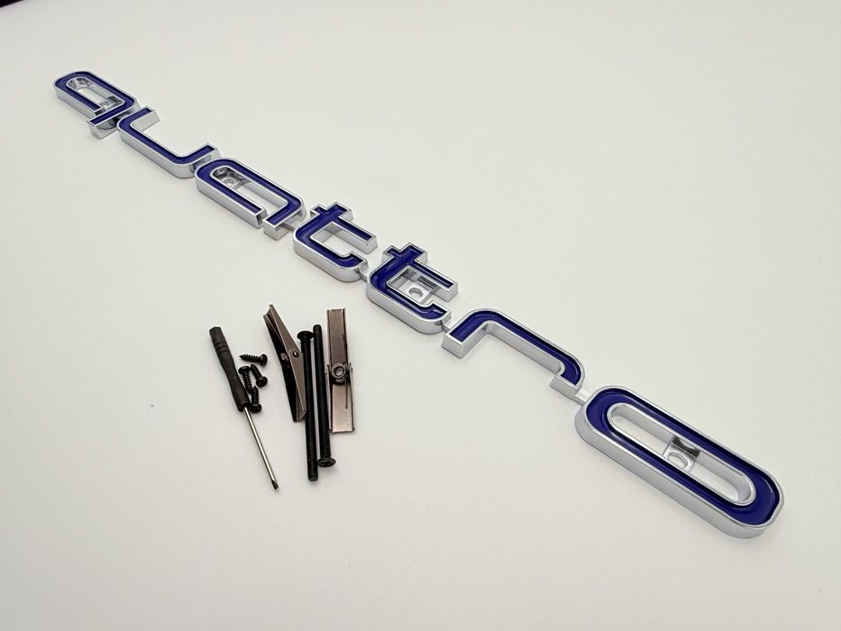 Emblema Compatibila Audi QUATTRO crom/albastru grila