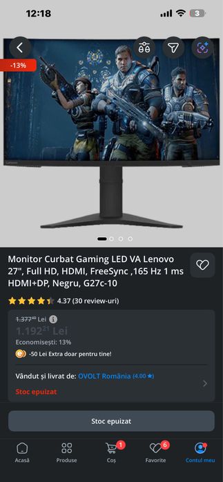 Monitor curbat Gaming 165 hz 27inch