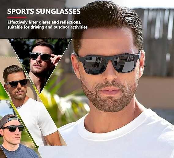 Ochelari de soare Kunchu unisex polarizati protectie UV400 negru