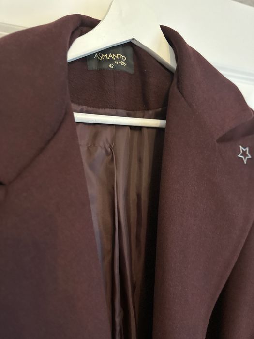 Palton wool vișiniu