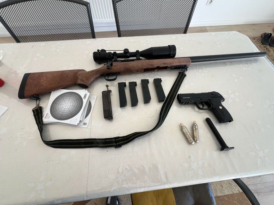 Replica Sniper CM.701 Lemn...pistol Ruger gaz,  putere 2 jouli