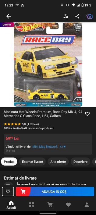 Vând mașină hotwheels Mercedes-Benz Amg C-Class Racer