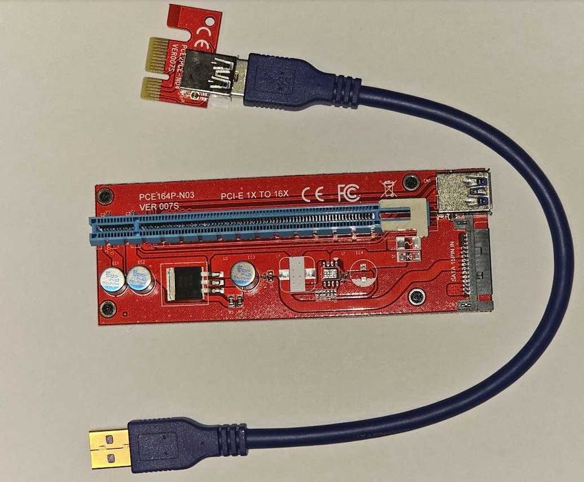 Placa Riser mining 006C/007S PCI-E Express 1X->16X USB 3.0