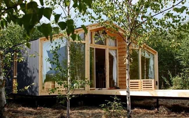 Vand casa modulara tip A frame pe structura metalica sau lemn 8x8m