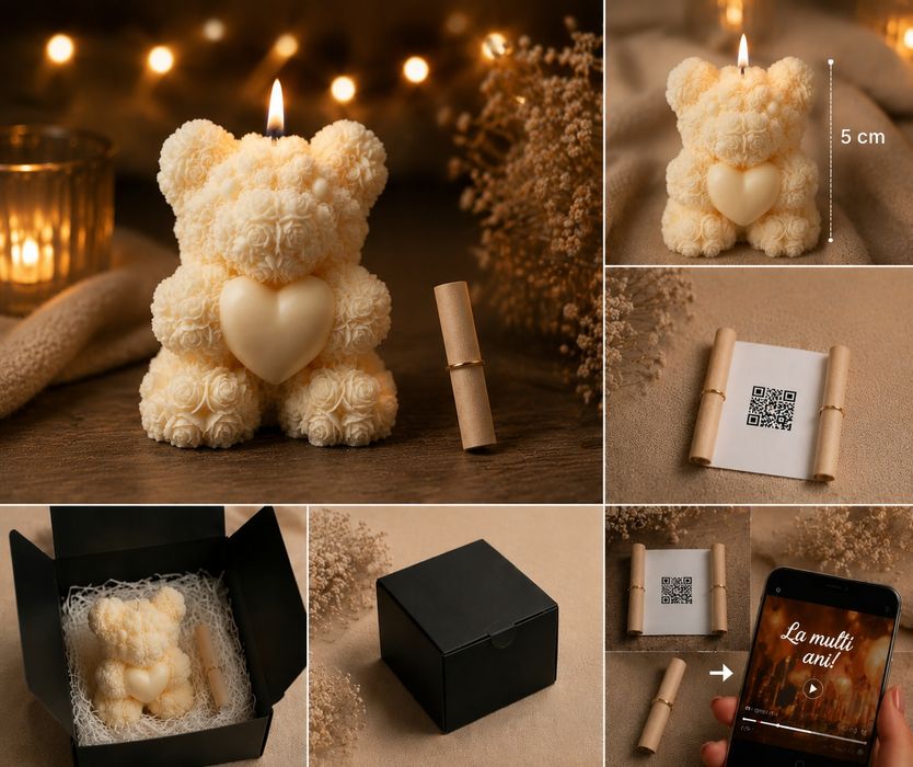 Lumânare handmade personalizată cu mesaj video prin cod QR – un cadou care spune o poveste