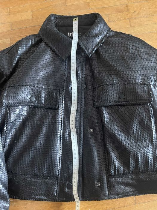 Haina Zara Trf, matlasata, cu paiete, neagra, masura S.