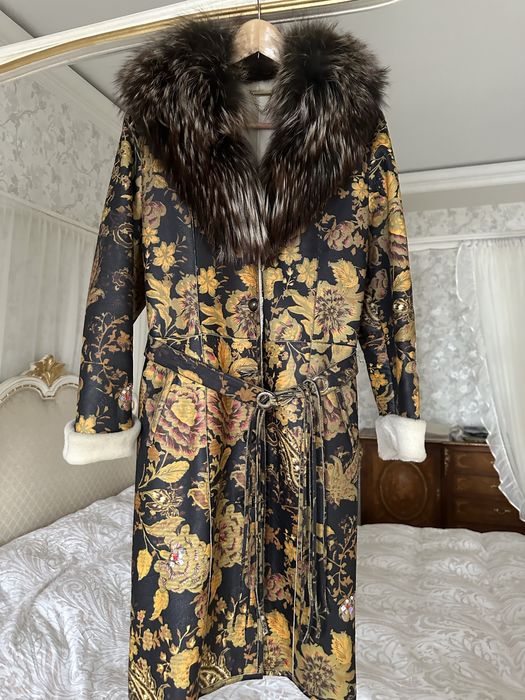 Стильная винтажная натуральная дубленка 46р