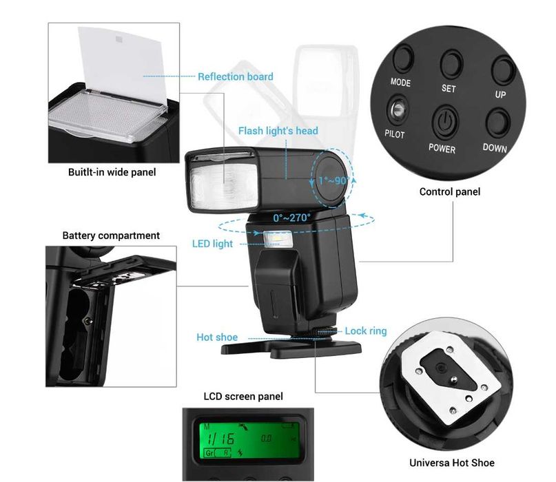 Светкавица Andoer GN40 за Canon, Nikon, Sony, Olympus, Pentax,Fujifilm