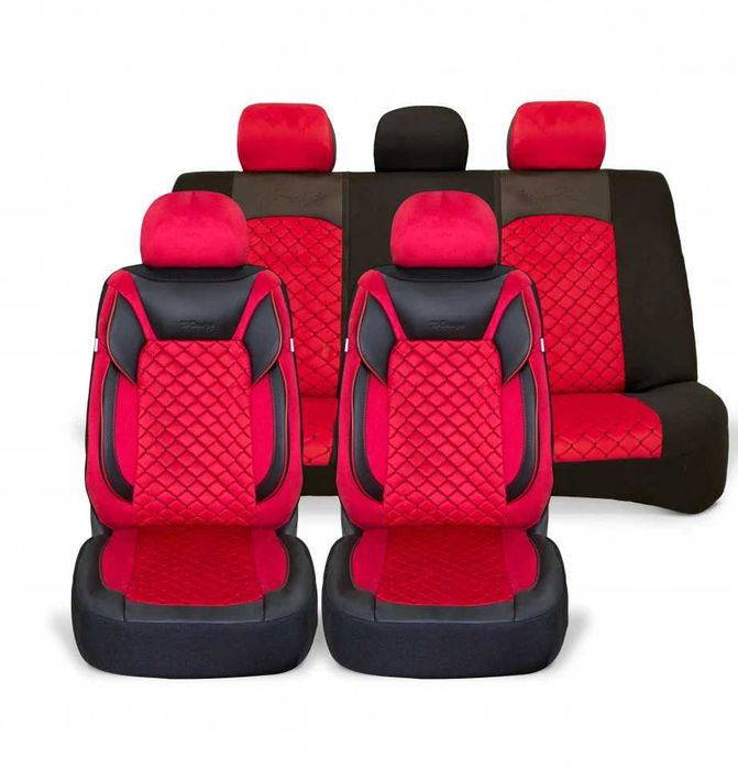 Huse scaune auto universale, piele ecologica neagra cu material textil