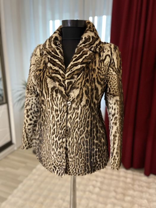 Haina scurta din blana maturala de ocelot marime xs/s