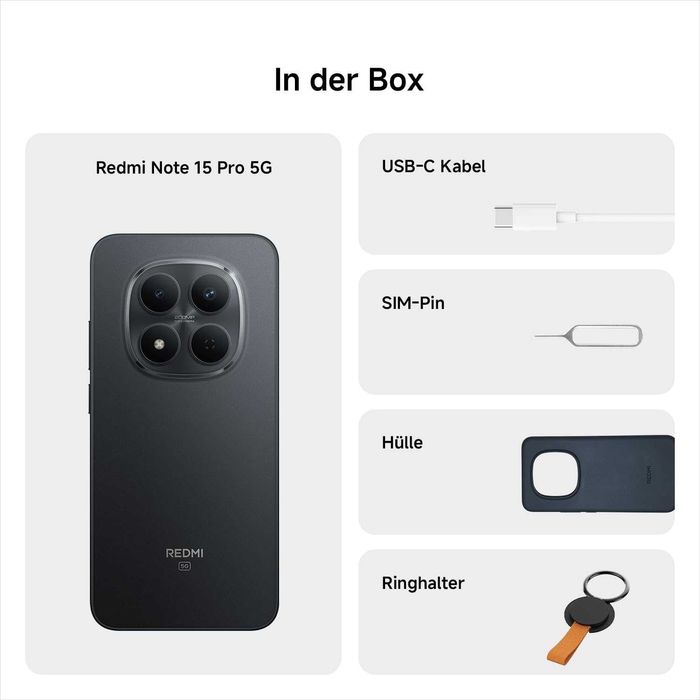 XIAOMI Redmi Note 15 Pro 5G Smartphone 8 + 256 GB, Черен, НОВО