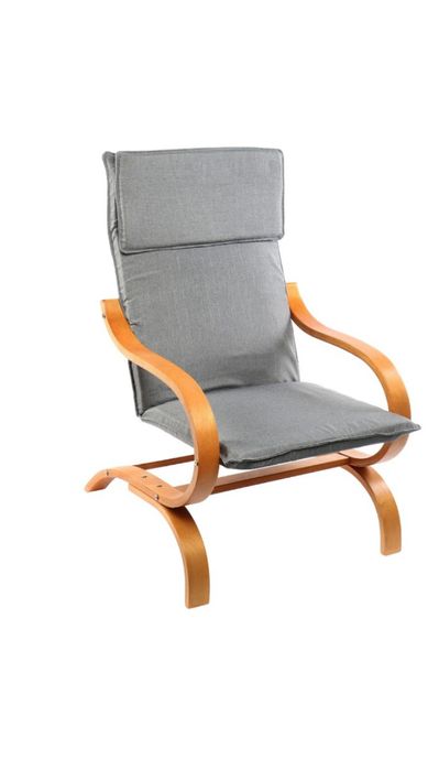 Fotoliu Kring Hemming, cadru curbat, 60x60x90 cm, material textil, Gri