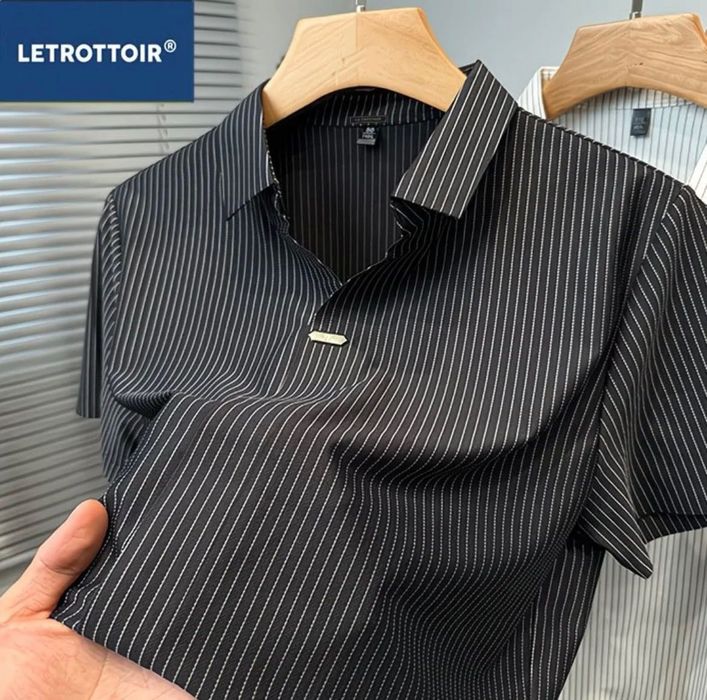 Стильная мужская рубашка LETROTTOIR в полоску, короткий рукав