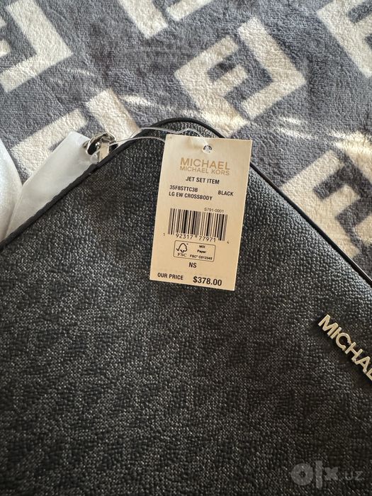 Оригинальная сумка кросс-боди Michael Kors Jet Set Large black silver