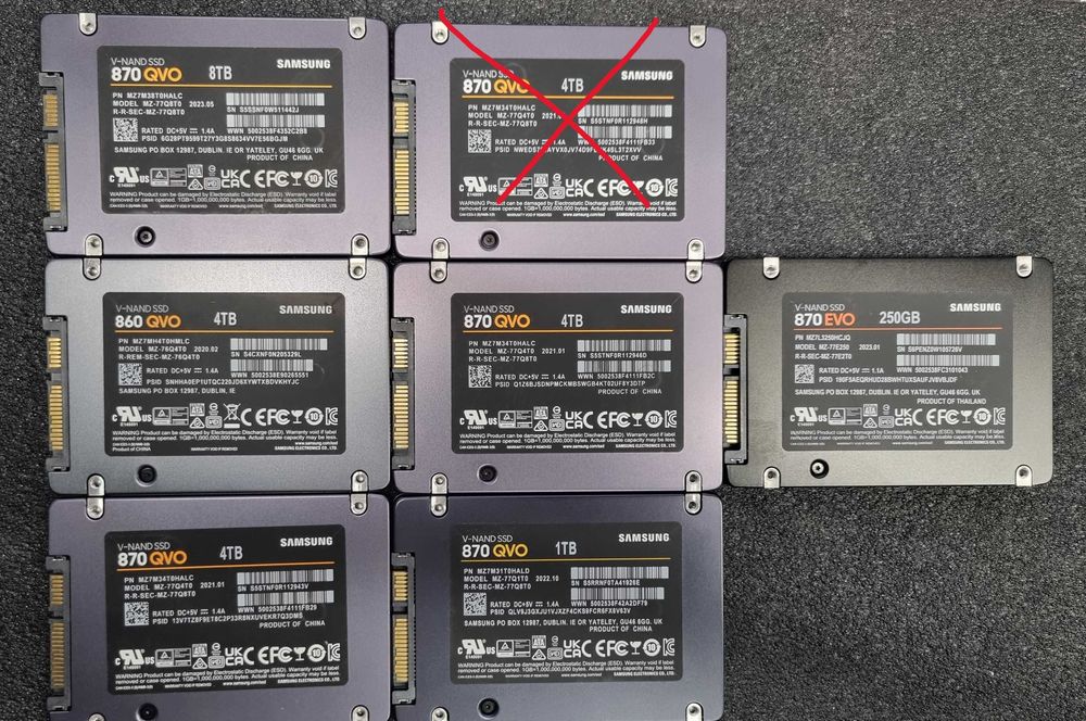 ЛОТ Samsung SSD 2.5'' SATA 8TB/4TB/1TB/250GB