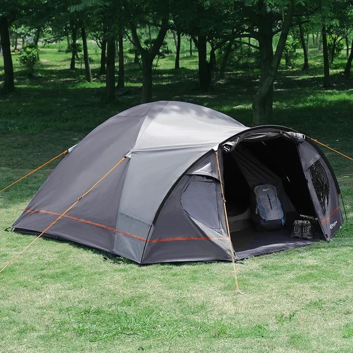 Cort tip cupolă blackout pentru 3-4 persoane cu verandă 4000mm impermeabil – Negru 3-4