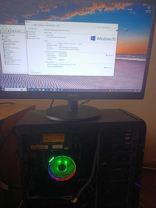 Desktop PC AMD Ryzen 5 2600X, NVIDIA GTX 1060 6gb, 16 GB RAM + monitor office Philips