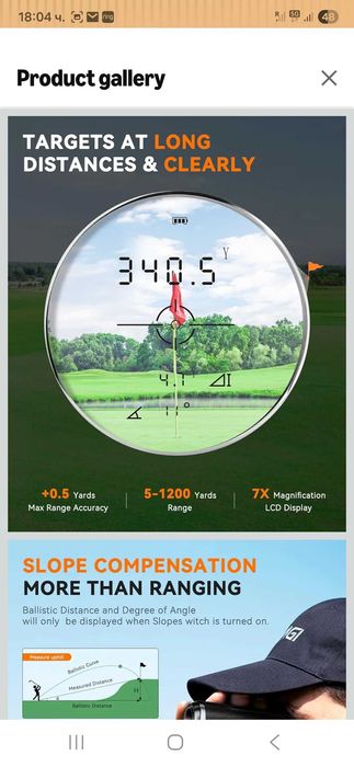 SUNPOW Golf Rangefinder with Slope, 1200 Yards