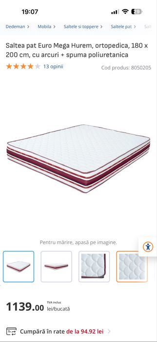 Saltea 180x200 noua