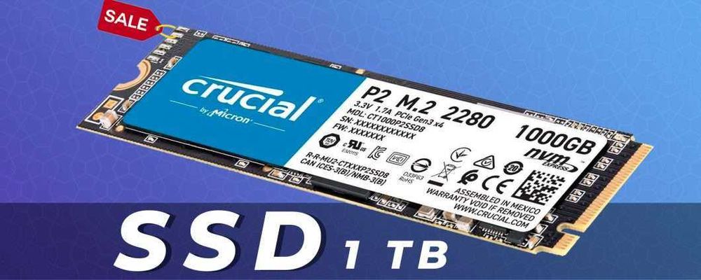 SSD 1TB Crucial P2 PCI Express 3.0 x4 slot M.2 2280 NVMe nou Sigilat