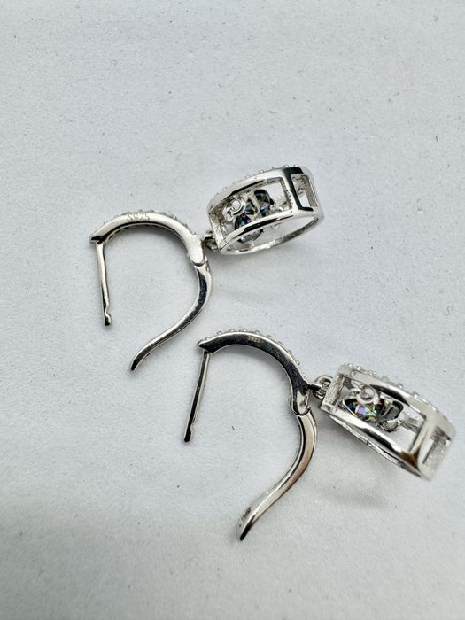 Сребърни обеци с мойсанит (Диамант) 0.5 карата