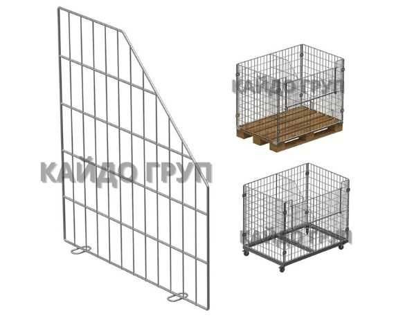 Метален телен кош 120/80 с метална платформа на колела и стопери