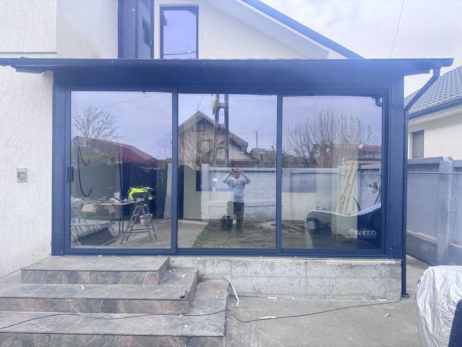 Pergole terase de lemn cu ichideri din sticla .Constanta si Tulcea