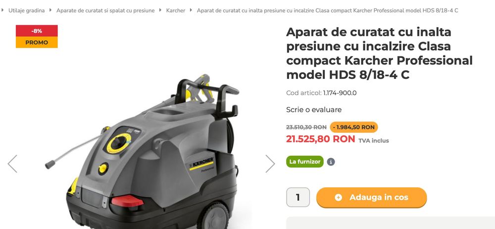 Aparate profesionale de curatenie Karcher - Covoare - Injectie Extraxctie - Abur - Frecare - Perie - Aspirator geamuri - Presiune