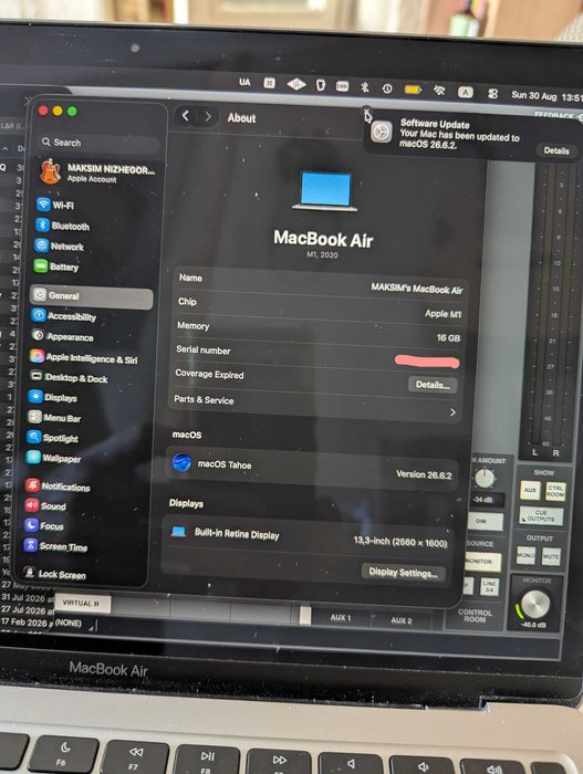 MacBook Air M1 2020 13.3" 16GB RAM 512GB SSD — батерия 96%