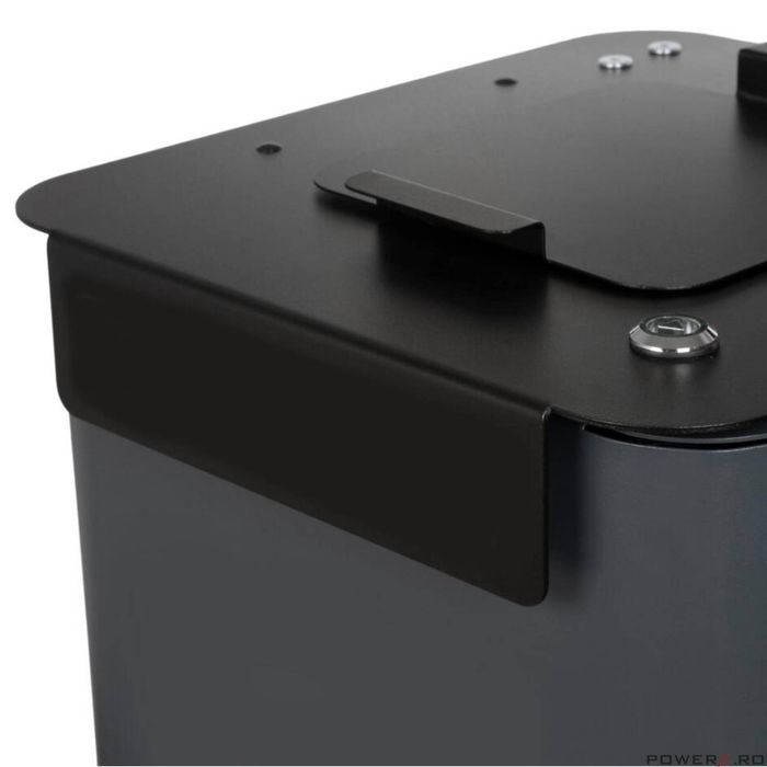 Capac pentru cos de gunoi cu balama si maner, otel galvanizat, negru