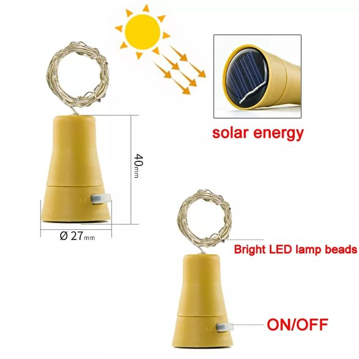 Lumini pentru sticle cu energie solară LED rezistent la apă