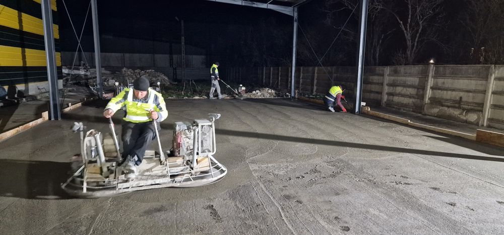 Turnare Beton finisat mecanic cu elicopter si Cuart, șapa din beton