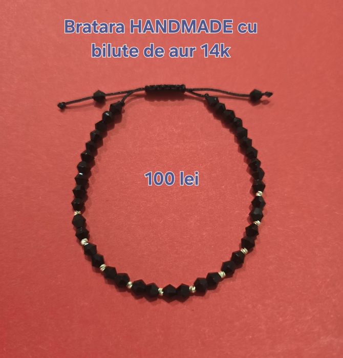 Bratari HANDMADE cu bilute de aur 14k