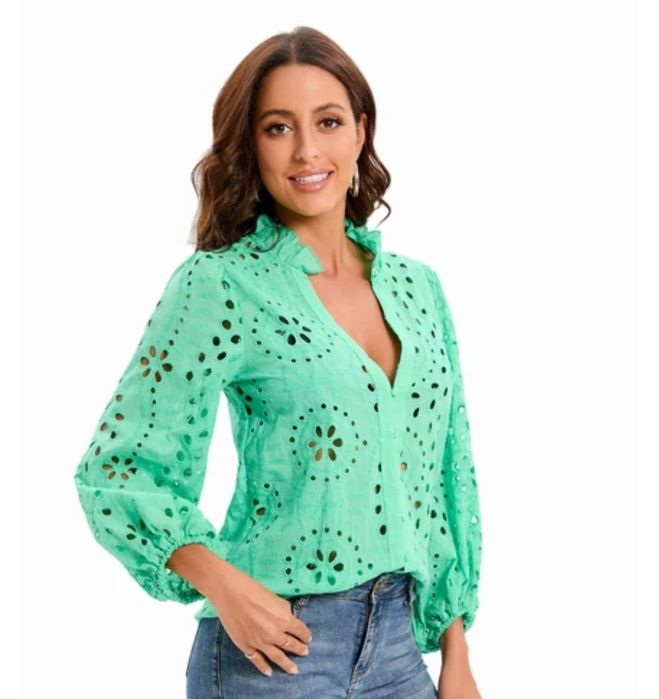 Супер елегантна дантелена риза с бродерия