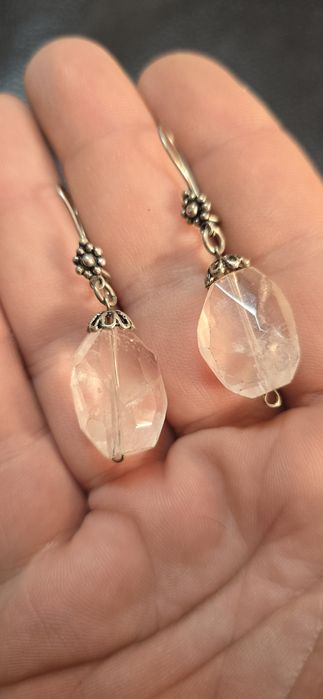 Cercei argint cristal roz