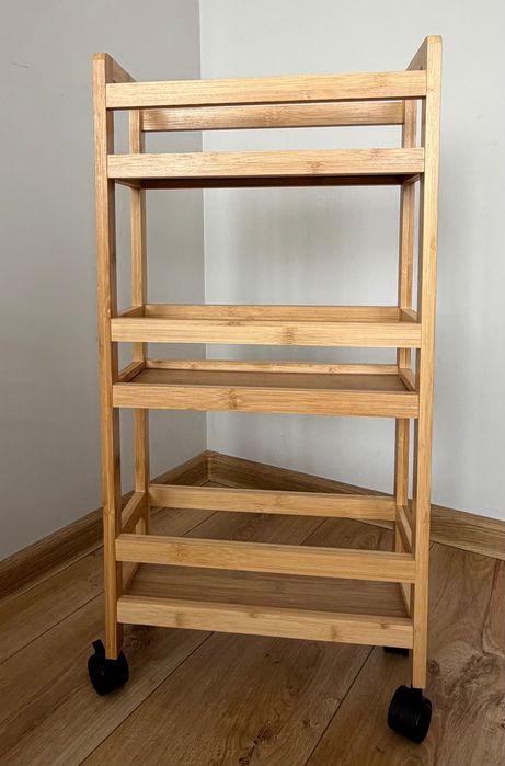 Количка на колела за кухня, баня или ниша - Бамбукова