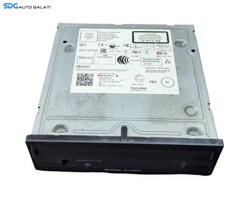Unitate Radio CD Multimedia Skoda Octavia 3 2013 - 2017 Cod 5Q0035842A [LR4232]