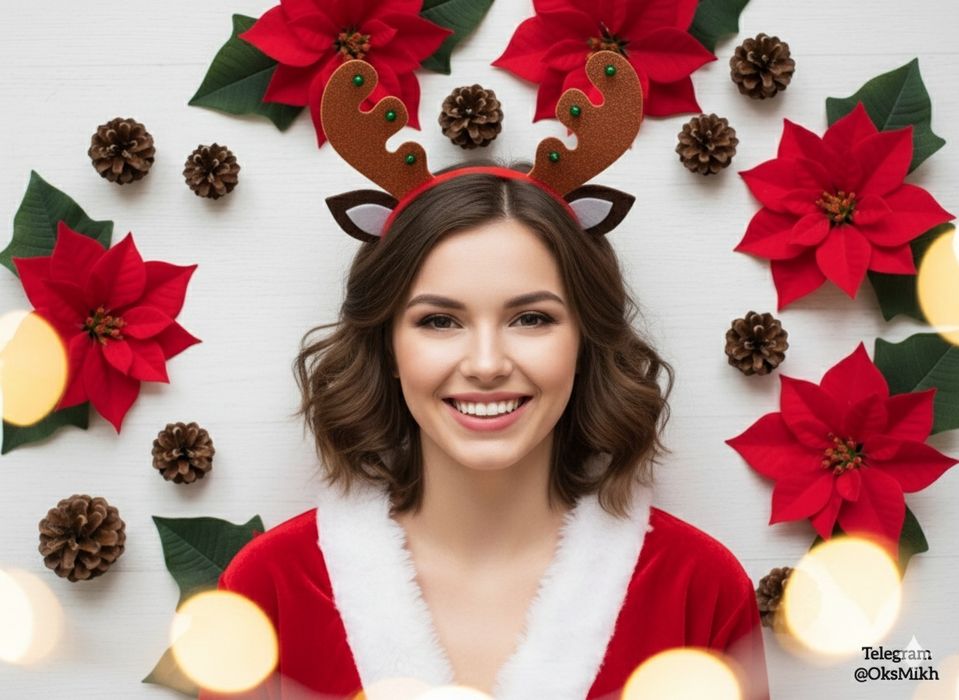 Ободок Олень Санты с бубенцами. Новый год 2026