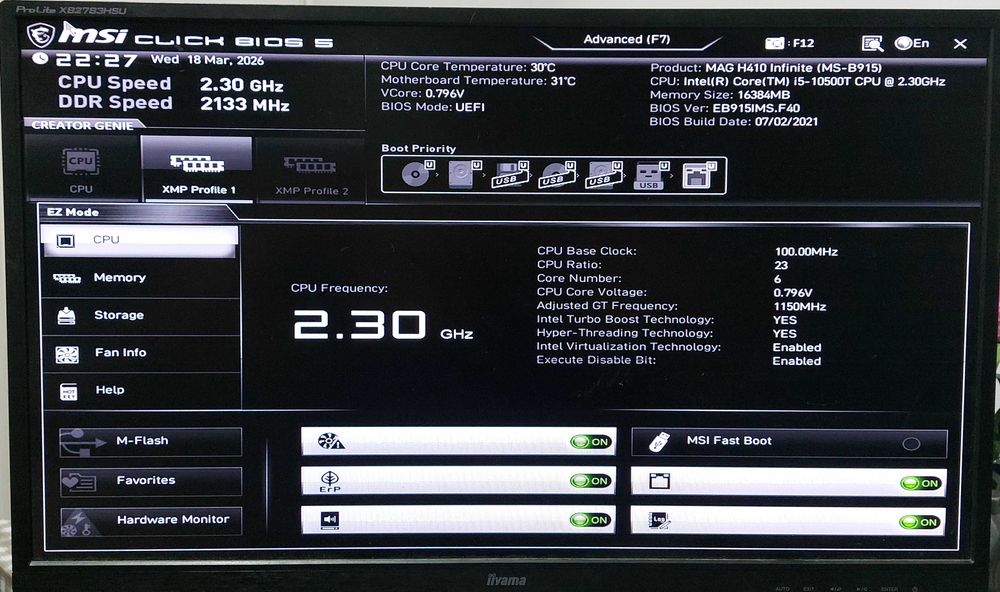 KIT i5 10500T +  MSI H410M PRO  + Cooler Intel