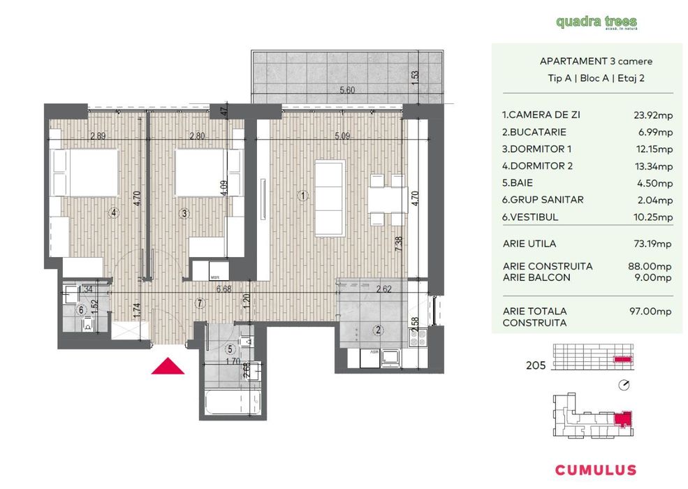 3 camere de vânzare, zona Drumul Taberei. Comision 0! Quadra Trees — fotografia 1