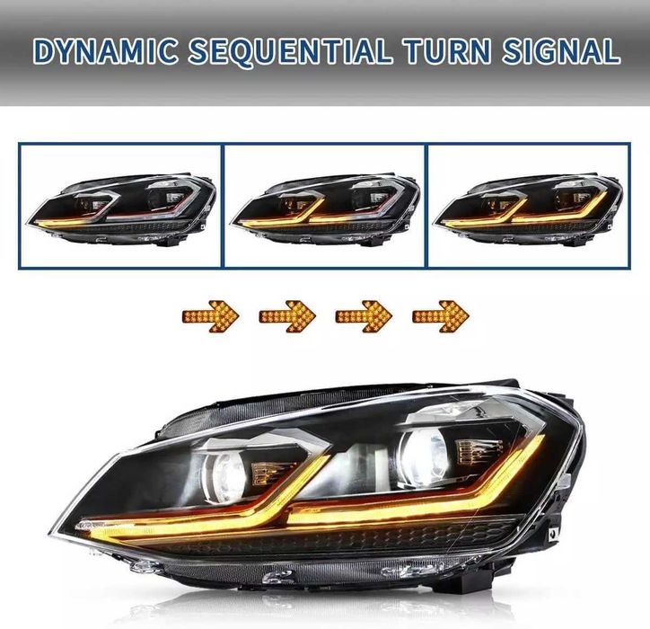 Комплект фарове с динамични мигачи за VW GOLF 7 2012 - 2017