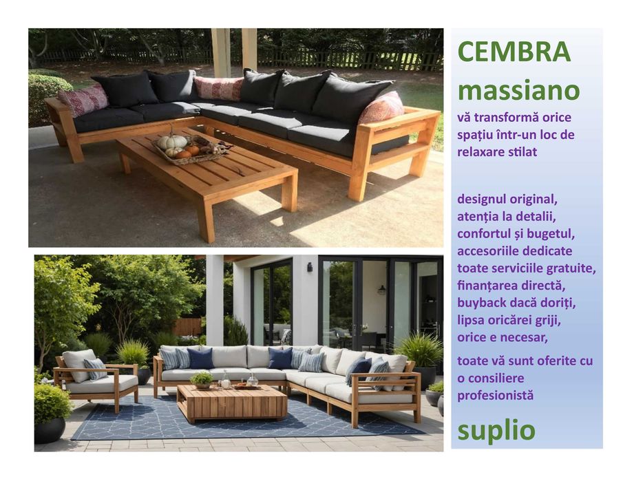 mobilier terasa gradina lemn masiv canapea fotoliu banca masa scaune