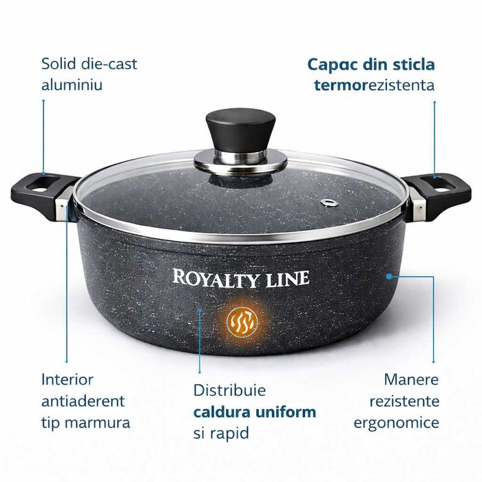 Oala din aluminiu turnat cu capac 24 cm Royalty Line