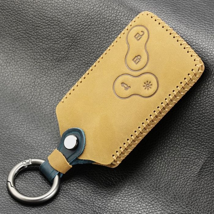 Калъф от естествена кожа за ключ Renault Captur Clio Megane Koleos